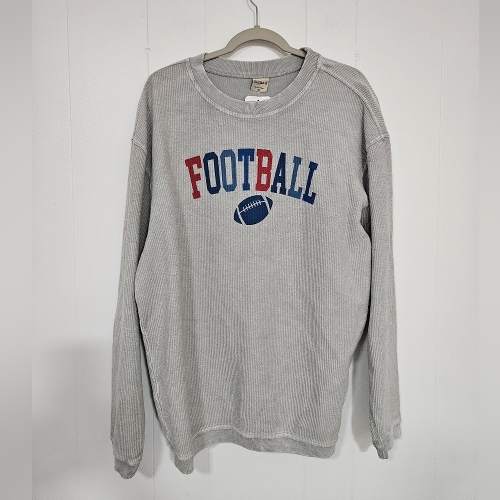 NWT Chicka-d The Original Corded Crew Football Pullover